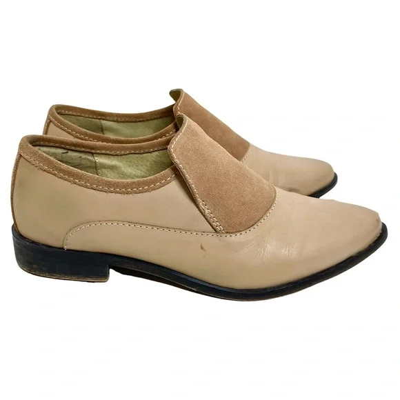 Free People | Brady Blush Pink Leather Suede Loafers Ankle Boots Size 38 - Picture 1 of 15